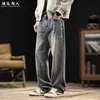 Jeans retrô vintage americano para homens, novo estilo outono 2026, corte solto, tamanho grande, corte reto, calça longa casual e versátil