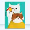 Pintura Artística Linda Creativa Gato Lienzo Pintura Sin Marco Arte Abstracto Fondo de Sofá Colgante de Pared Pintura Decorativa para Sala de Estar Dormitorio