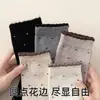 Calcetines largos a rayas y de lunares, modernos, dulces y lindos, para estudiantes, estilo coreano, perfectos para otoño e invierno, con etiqueta de tela y longitud hasta la mitad de la pantorrilla.
