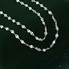 Cadena de Labios de Plata Pura 999.9 1.5g Cadena Gruesa de Beso Cadena para Clavícula Collar Simple Elegante Usando Perlas de Plata Modelo de Transmisión en Vivo
