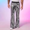 Pantalones de Lentejuelas Acampanados para Hombre 2025 Transfronterizos Europeos y Americanos Cintura Elástica Pantalones Acampanados Brillantes Casuales Largos Estilo Discoteca Pantalones Casuales