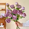 Ramo de flores artificiales de rosa princesa de borde deshilachado de 3 flores para decoración, estilo pintura al óleo, decoración de sala de estar, disponible para dropshipping