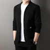 Cardigan de Tricô Popular Transfronteiriço Jaqueta Suéter Masculina Tendência Casual Masculina Cor Sólida Simples Top Atacado