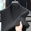 Colete de tricô sem mangas estilo coreano folgado para homens, para Primavera, Outono e Inverno, suéter colete de gola V