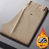 Calça masculina de veludo cotelê para outono e inverno com LOGO personalizado, forrada com fleece e espessa, cintura alta, corte solto, perna reta, calça casual de veludo cotelê