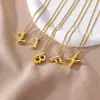Moda Europea y Americana Transfronteriza Acero Inoxidable Collar de 26 Letras Globo de Letra Colgante de Letra Inicial 3D Chapado en Oro