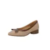 Verão 2024 novo interior e exterior couro bico fino salto grosso laço boca rasa salto oco vintage sapatos femininos