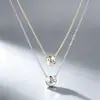 Colar com Pingente Redondo Simples de Bolha em Prata de Lei S925 Transfronteiriço, um Único Pingente de Gota Minimalista Leve Luxo Moissanita Colar Clavícula