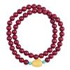 Pulsera de doble anillo de cinabrio de mineral crudo de 6 mm, pulsera multianillo de cera de abejas con arena de oro púrpura, joyería sencilla y elegante para mujer