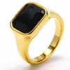 Anillo cuadrado de titanio y acero con gema brillante, oro de 18 quilates, para mujer, venta caliente transfronteriza, moderno, combinable, no se decolora, joyería para la mano