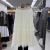 Falda de Malla Línea A para Pastel para Mujer, Otoño 2026, Falda Larga Casual Plisada Fluida con Dobladillo Acampanado
