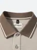 Camisa polo de lino de manga larga para hombre, nuevo estilo otoño e invierno, camiseta de cuello camisero de lujo ligero, prenda interior casual para hombres jóvenes y de mediana edad