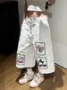 Pantalones vaqueros de tiro alto para mujer, de verano, finos, sueltos, rectos, de siete puntos, pierna ancha, a media pierna, con bordado de caballito