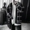 Suéter cárdigan de cuadros estilo callejero de invierno para adolescentes, holgado y moderno, estilo coreano y japonés, chaqueta de punto popular en línea