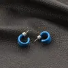 25-26 Moda Nueva Pendientes Pequeños de Aro de Esmalte Dopamina con Diseño Único y Aguja de Plata S925 Pendientes Sencillos