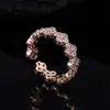 Lujo Ligero y Sensación de Alta Gama, Anillo de Flor de Trébol Multicolor Incrustado con Circonitas para Mujer, Abierto, Anillo de Diseño Simple y de Nicho
