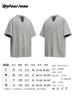 Camiseta de manga corta con cuello en V, de tela bicolor, de marca de moda, nueva llegada de verano, de corte limpio, holgada, de alta gama, para hombres y mujeres.
