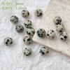 10 cuentas redondas sueltas con efecto viñeteado de piedra natural, agujero recto, para hacer joyas hechas a mano, pulseras de cuentas y collares.