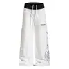 Calça de Moletom Esportiva Solta Estilo Hip-Hop Streetwear Americano para Homens e Mulheres com Cintura Dupla e Design Rasgado Calças Casuais de Perna Reta