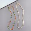 Collar de margaritas y mariposas de verano que combina con todo, collar creativo con flores de colores y perlas de agua dulce apiladas para mujer
