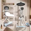 Venta al por mayor de fábrica Juego de ducha para baño doméstico con agua presurizada, diseño engrosado, pantalla digital, temperatura constante y cabezal de ducha de teclas de piano