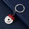 Presente criativo disco de freio cubo de roda pinça chaveiro de metal carro modificado freio a disco cintura pendurado chaveiro corrente pingente
