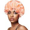 Gorro de dormir elástico de satén de doble capa, de ala ancha, de color liso, para la ducha, de belleza, venta al por mayor, gran oferta transfronteriza