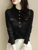Elegante suéter de punto de manga larga para mujer, nueva moda 2026, camiseta básica ajustada, top interior de moda A13744