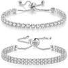Conjunto de Pulseira Quente Transfronteiriça Zircônia Branca Tênis Pulseira de Puxar Fileiras Simples Diamante Fileiras Duplas Diamante Enfeites de Mão Atacado de Fábrica