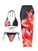 Bikini Sexy Dividido con Tirantes Halterneck Estampado Trendy Amazon de Comercio Exterior Transfronterizo Europeo y Americano con Aguas Termales