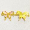 Pingente de borboleta de óleo dourado de alta cor, pérola pegajosa, pequena gota, pulseira faça você mesmo, colar, corrente de celular, acessórios de corda