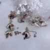 Pingente dupla face com corrente decorações de festival liga metálica injetada a óleo material DIY pingente de alce auspicioso para guirlanda de Natal