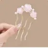 Novo Pente de Cabeça Chinoiserie com Quatro Dentes Grampo de Cabelo Rosa Vermelha Grampo de Cabelo em Forma de U Acessórios de Cabelo Estilo Antigo Feminino Pente de Cabelo de Pérola de Alta Qualidade