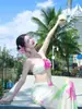 Bikini Strapless Floral Pure Desire para Mujer, Traje de Baño Sexy Caliente de Color Acuarela para Vacaciones en la Playa, Poliéster de Alta Gama 9187