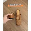 Aumento de Altura Oculto de 5 cm~Nuevo Estilo de Verano Zapatos Mary Jane Versátiles de Tejido Hueco Retro, Pantuflas de Nicho Francés para Mujer