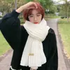 Bufanda Popular de Otoño e Invierno para Mujer, Bufanda de Lana Tejida Cálida de Color Sólido, Estilo Coreano, Estudiante, Dulce, Linda, Bufanda de Pareja