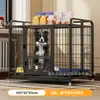 Gaiola dobrável para cães de porte médio e pequeno, para uso interno com sanitário, adequada para cães grandes e Border Collies, uso doméstico, com espaço de armazenamento, gaiola reforçada para animais de estimação