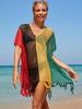 Blusa playera hueca de color arcoíris, estilo europeo y americano, ideal para vacaciones en la playa, bikini, ropa de baño con protección solar.