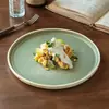 Prato Verde Matcha para Uso Doméstico, Prato de Cerâmica de Alta Qualidade, Prato de Refeição, Prato de Sobremesa, Louça Redonda para Restaurante, Pratos de Banquete para Atacado