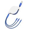 Cable de datos tres en uno con carcasa blanca de metal, multifuncional, regalo, logo personalizado, un arrastre tres, fideos retráctiles, cable de carga rápida