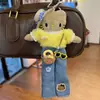 Colgante para Bolso Estilo Tweed Gatito de Piernas Largas Lindo Muñeco de Dibujos Animados para Jeans Llavero Colgante de Regalo
