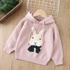 Suéter para Niñas Sudadera con Capucha 2022 Otoño e Invierno para Niñas Conejo Versátil Tejido de Punto Forro Polar Grueso Jersey