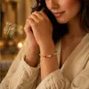 Pulsera de Aleación con Perlas para Mujer, Perlas Redondas de Colores, Forma de Cruz, Estilo Dulce, Ajustable, Regalo de Promoción Publicitaria