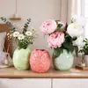 Jarrón de Cerámica con Flor en Relieve Estilo Ins Decoración de Escritorio para Sala de Estar Arreglo Floral Adorno Pequeño Sencillo Flor Seca Botella Hidropónica