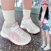 Zapatos deportivos de verano para niños, zapatos blancos de malla transpirable, zapatos casuales versátiles para niñas, zapatos de correr antideslizantes para niños mayores