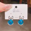 Nuevos Pendientes Europeos y Americanos de Campana Azul Navideña, Dulces y Lindos Pendientes de Lazo de Lujo Accesible para Otoño e Invierno