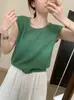 Chal Fresco Elegante Bingma Multicolor Verano 2024 Nuevo Estilo Coreano Todo Fósforo Cuello en V Sin Mangas Camiseta