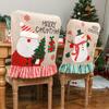 Nuevo Navideño Decorativo Lino Bordado Dibujos Animados Cubre Respaldo de Silla de Navidad Funda para Silla Cojín Decoraciones Cubre Silla de Navidad