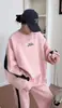Conjunto de Estilo Perezoso Estilo Coreano para Mujer, Favorecedor para Cuerpo Tipo Pera, Pantalones Anchos Versátiles + Sudadera, Corte Holgado, Conjunto Completo de Moda