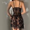 Ruoruo lencería sexy encaje transparente suelto cómodo tentación V profunda deseo puro tirantes camisón pijama traje F4001